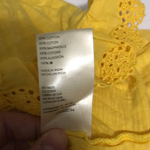 💛 M 💛 NWOT Anthro Tiered Eyelet Lace Tank Top Drawstring Bow - Picture 5 of 7